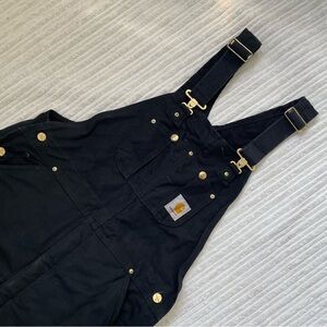 Carharrt R03 Black Duck Canvas Insulated Work Bib Overalls | 34x32